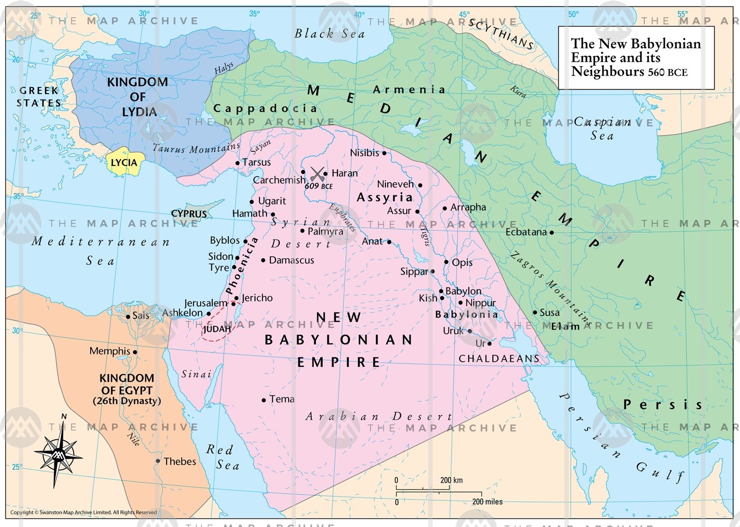 Det Babyloniske Imperium og nabolande 560 f.v.t. - Israel - ung og ældgammel. Israel Info