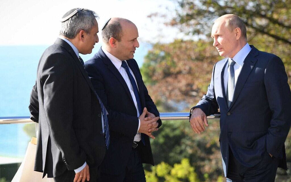 Bennett og Putin i samtale i Sochi i Rusland 22. oktober 2021